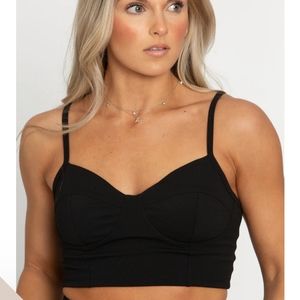 NEW Black Bustier Sports Bra Top 